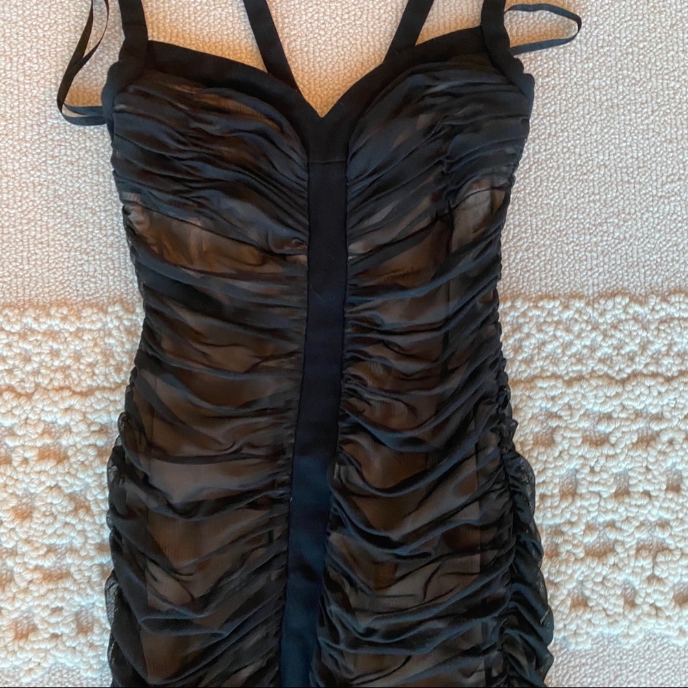 SOLD. BCBGMaxAzria Black Mini Dress - Picture 3 of 7